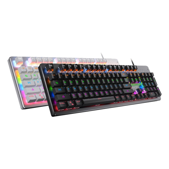 YINDIAO Classic Square Keys Mixed Light USB Mechanical Gaming Wired Keyboard, Blue Shaft (Black)