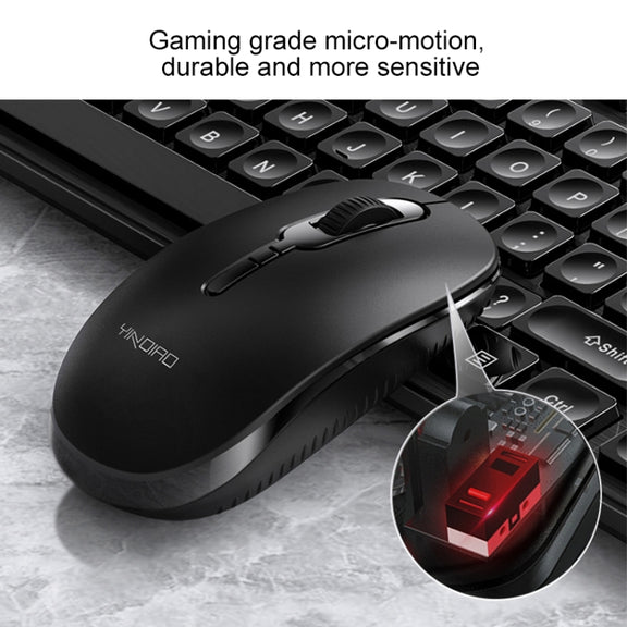YINDIAO V3 Max Business Office Silent Wireless Keyboard Mouse Set (Black)