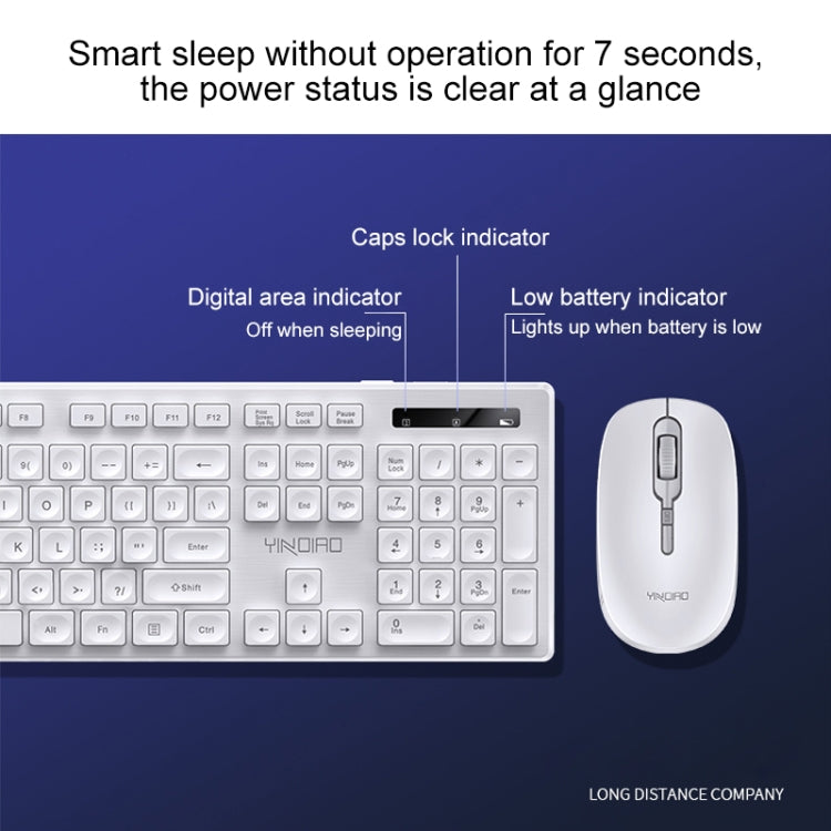 YINDIAO V3 Max Business Office Silent Wireless Keyboard Mouse Set (Black)