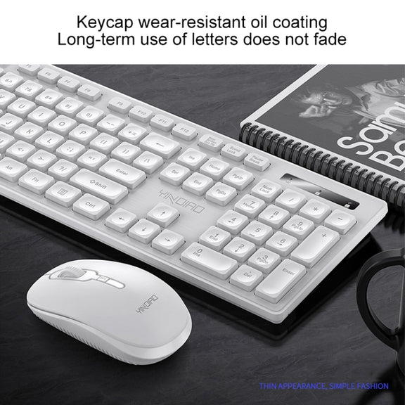 YINDIAO V3 Max Business Office Silent Wireless Keyboard Mouse Set (Black)
