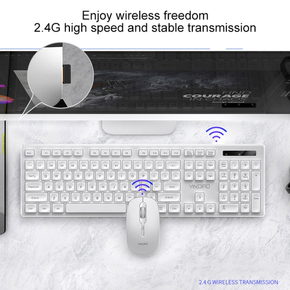 YINDIAO V3 Max Business Office Silent Wireless Keyboard Mouse Set (Black)