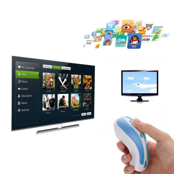 PR-01 6D Gyroscope Fly Air Mouse 2.4G USB Receiver 1600 DPI Wireless Optical Mouse for Computer PC Android Smart TV Box (Blue + White)