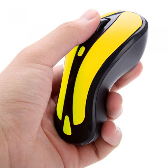 PR-01 6D Gyroscope Fly Air Mouse 2.4G USB Receiver 1600 DPI Wireless Optical Mouse for Computer PC Android Smart TV Box (Yellow + Black)