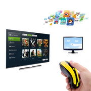 PR-01 6D Gyroscope Fly Air Mouse 2.4G USB Receiver 1600 DPI Wireless Optical Mouse for Computer PC Android Smart TV Box (Yellow + Black)