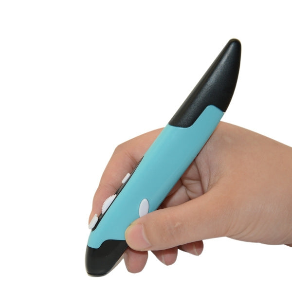 PR-03 2.4G USB Receiver Adjustable 1600 DPI Wireless Optical Pen Mouse for Computer PC Laptop Drawing Teaching (Blue)