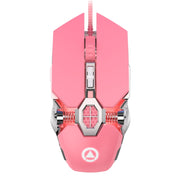 YINDIAO 3200DPI 4-modes Adjustable 7-keys RGB Light Wired Gaming Mechanical Mouse, Style: Audio Version (Pink)