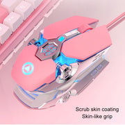 YINDIAO 3200DPI 4-modes Adjustable 7-keys RGB Light Wired Gaming Mechanical Mouse, Style: Audio Version (Pink)