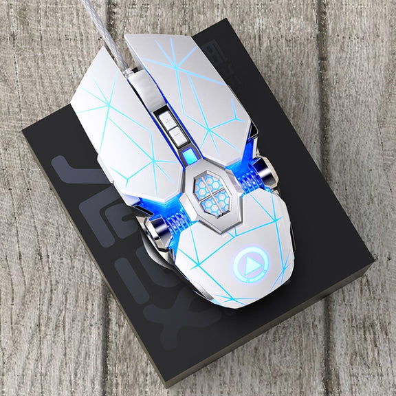 YINDIAO 3200DPI 4-modes Adjustable 7-keys RGB Light Wired Gaming Mechanical Mouse, Style: Audio Version (White)