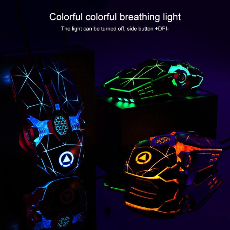 YINDIAO 3200DPI 4-modes Adjustable 7-keys RGB Light Wired Gaming Mechanical Mouse, Style: Audio Version (White)