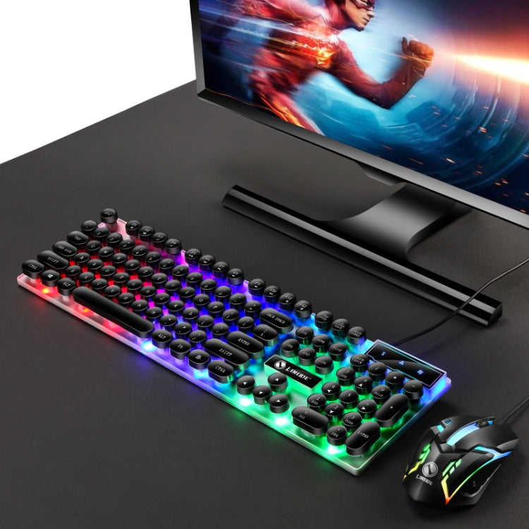 TX300 Mechanical Feel Backlight Punk Wired Keyboard Mouse Set (Black)