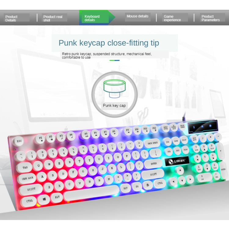 TX300 Mechanical Feel Backlight Punk Wired Keyboard Mouse Set (Black)