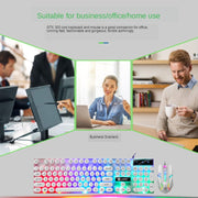 TX300 Mechanical Feel Backlight Punk Wired Keyboard Mouse Set (White)