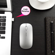 HXSJ M90 2.4GHz Ultrathin Mute Rechargeable Dual Mode Wireless Bluetooth Notebook PC Mouse(Grey)