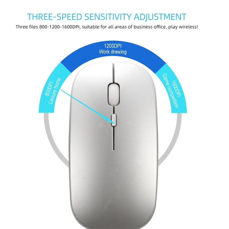 HXSJ M90 2.4GHz Ultrathin Mute Rechargeable Dual Mode Wireless Bluetooth Notebook PC Mouse(Grey)