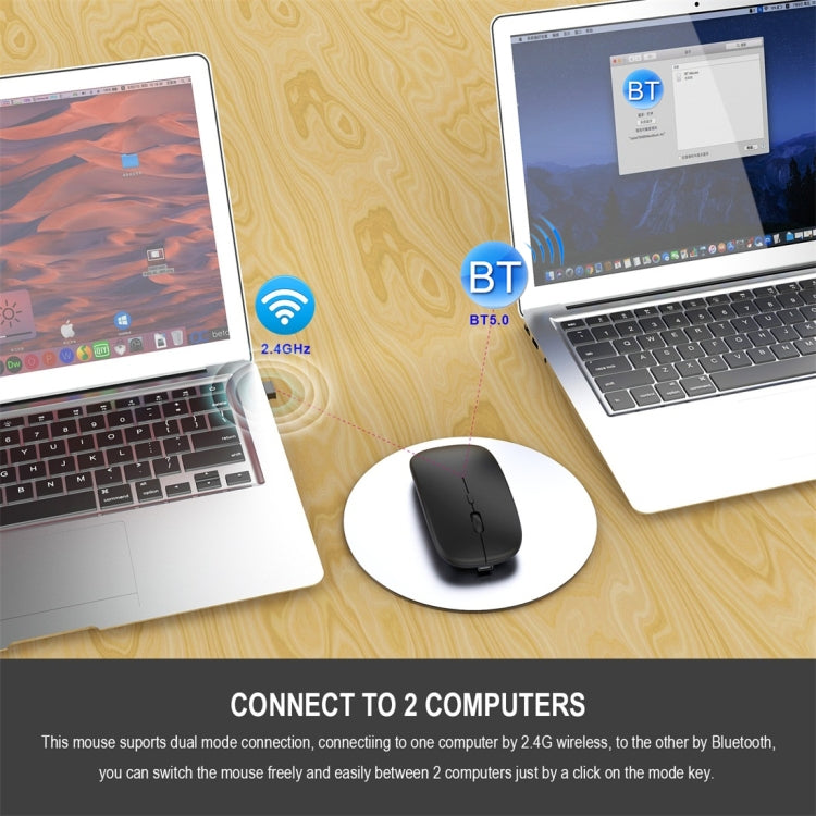 HXSJ M90 2.4GHz Ultrathin Mute Rechargeable Dual Mode Wireless Bluetooth Notebook PC Mouse(Grey)
