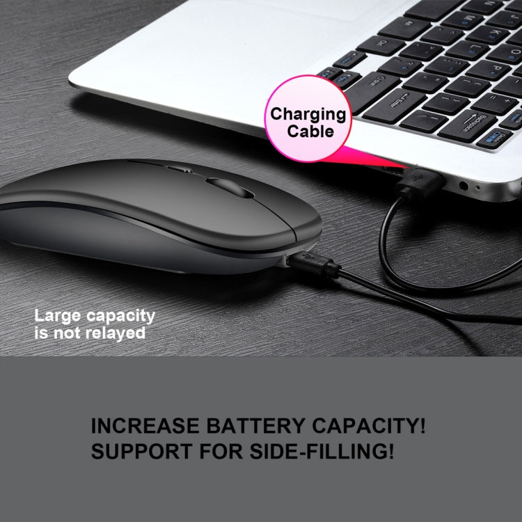 HXSJ M90 2.4GHz Ultrathin Mute Rechargeable Dual Mode Wireless Bluetooth Notebook PC Mouse(Grey)