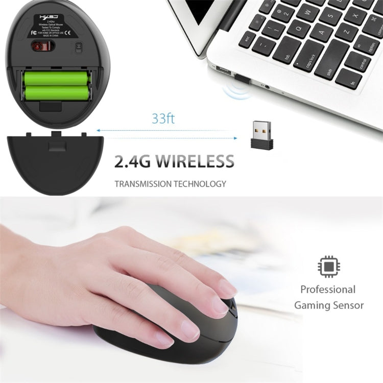 HXSJ T33 2.4GHz Ergonomic Optical Wireless Notebook PC Mouse (Black)