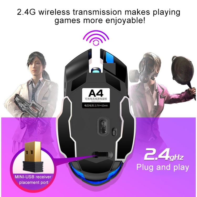 YINDIAO A4 2.4GHz 1600DPI 3-modes Adjustable Rechargeable Wireless Silent Gaming Mouse (Grey Silver)