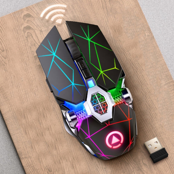 YINDIAO A7 2.4GHz 1600DPI 3-modes Adjustable 7-keys Rechargeable RGB Light Wireless Silent Gaming Mouse (Black)