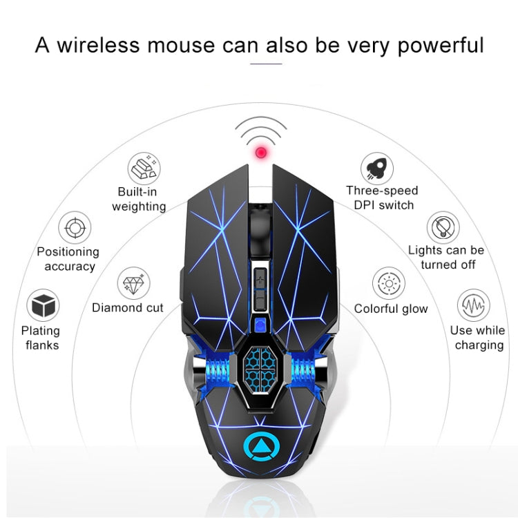 YINDIAO A7 2.4GHz 1600DPI 3-modes Adjustable 7-keys Rechargeable RGB Light Wireless Silent Gaming Mouse (White)
