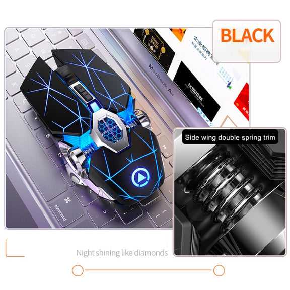 YINDIAO A7 2.4GHz 1600DPI 3-modes Adjustable 7-keys Rechargeable RGB Light Wireless Silent Gaming Mouse (Black)