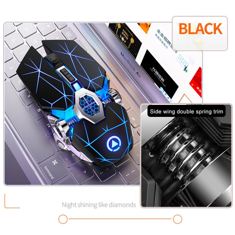 YINDIAO A7 2.4GHz 1600DPI 3-modes Adjustable 7-keys Rechargeable RGB Light Wireless Silent Gaming Mouse (Black)