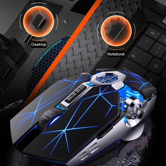 YINDIAO A7 2.4GHz 1600DPI 3-modes Adjustable 7-keys Rechargeable RGB Light Wireless Silent Gaming Mouse (Black)