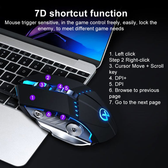 GM20 3200DPI 4-modes Adjustable 7-keys RGB Light Wired Gaming Mouse (White)