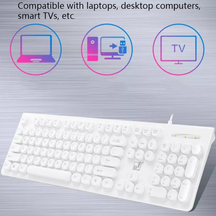 ZGB S500 Round Key USB Wired Computer Keyboard (Black)