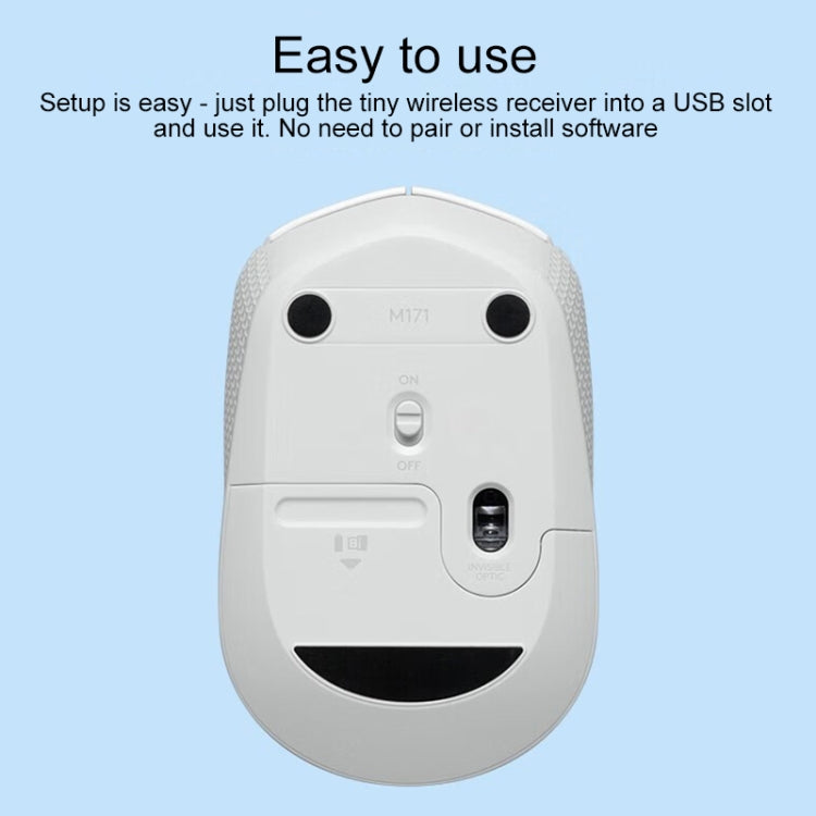 Logitech M172 1000DPI 2.4GHz Wireless Mouse (White)