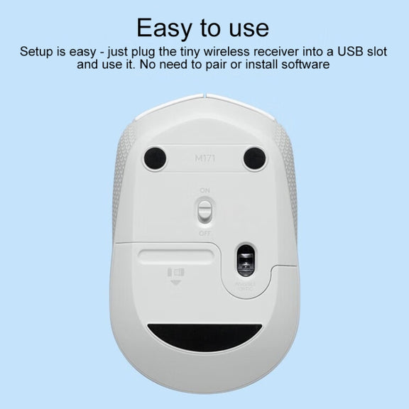 Logitech M172 1000DPI 2.4GHz Wireless Mouse (White)