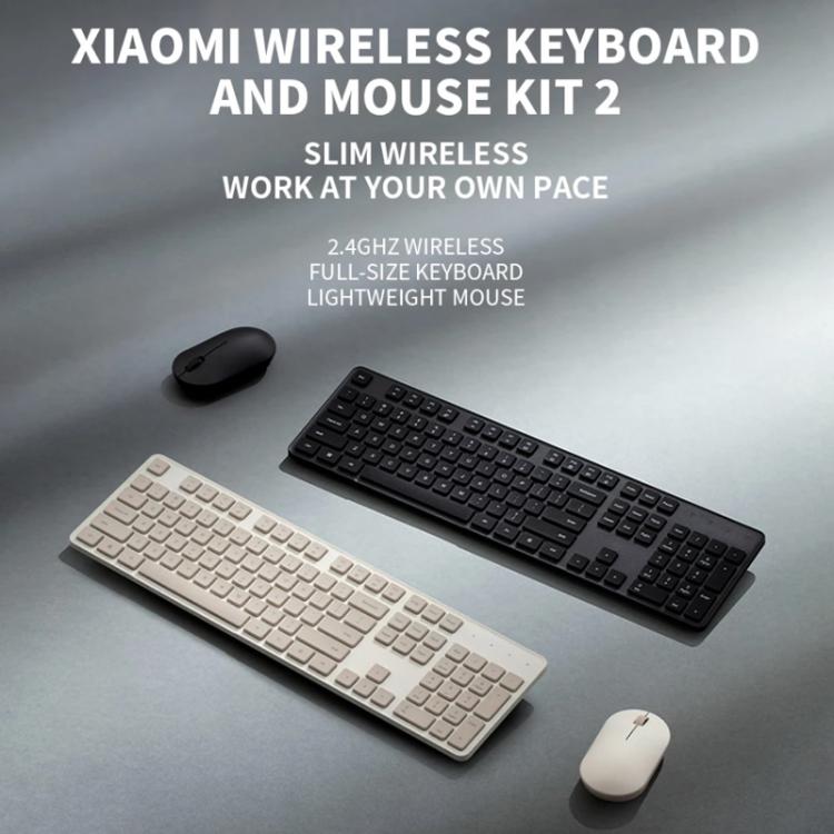 Original Xiaomi 2.4GHz Wireless Keyboard + Mouse Set 2 for Notebook Desktop Laptop(Milk Tea White)