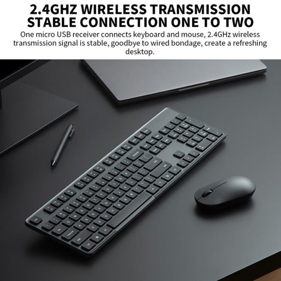 Original Xiaomi 2.4GHz Wireless Keyboard + Mouse Set 2 for Notebook Desktop Laptop(Milk Tea White)
