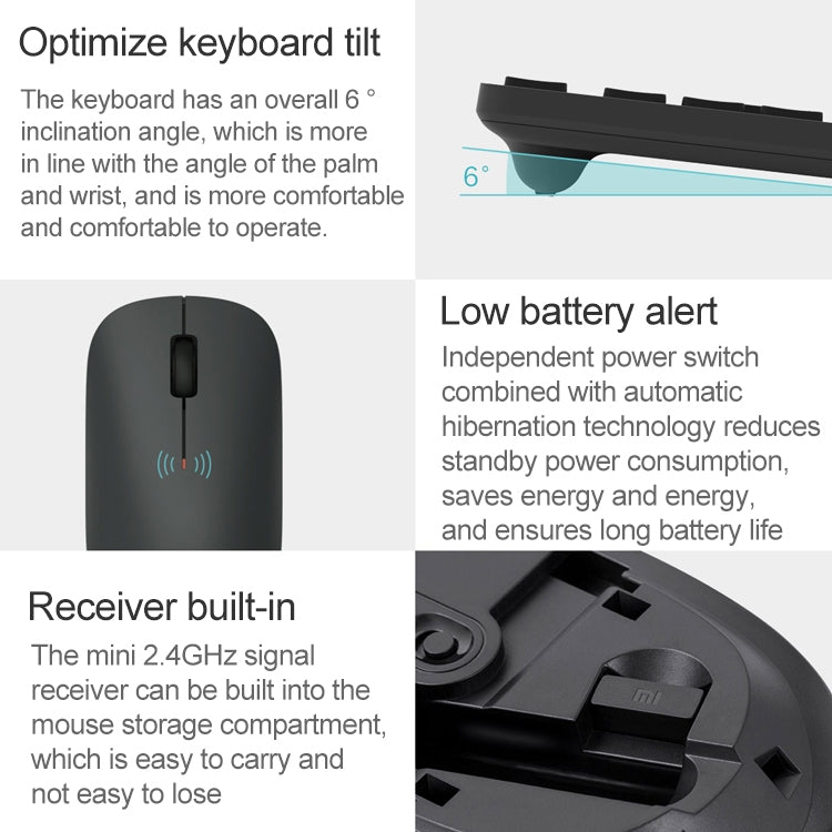 Original Xiaomi 2.4GHz Wireless Keyboard + Mouse Set 2 for Notebook Desktop Laptop(Black)