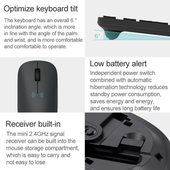 Original Xiaomi 2.4GHz Wireless Keyboard + Mouse Set 2 for Notebook Desktop Laptop(Black)