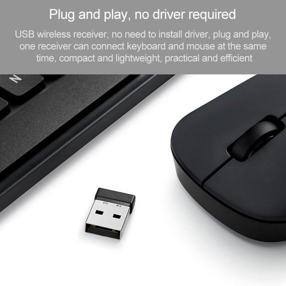 Original Xiaomi 2.4GHz Wireless Keyboard + Mouse Set 2 for Notebook Desktop Laptop(Black)