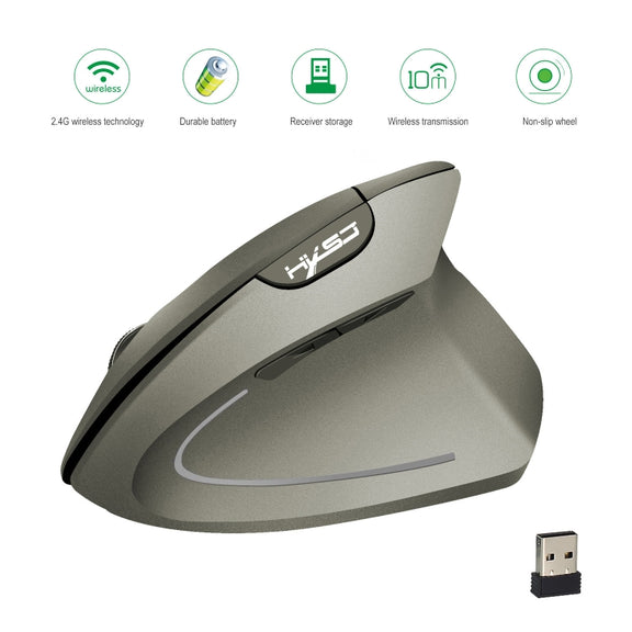 HXSJ T24 6 Buttons 2400 DPI 2.4G Wireless Vertical Ergonomic Mouse with USB Receiver(Black)