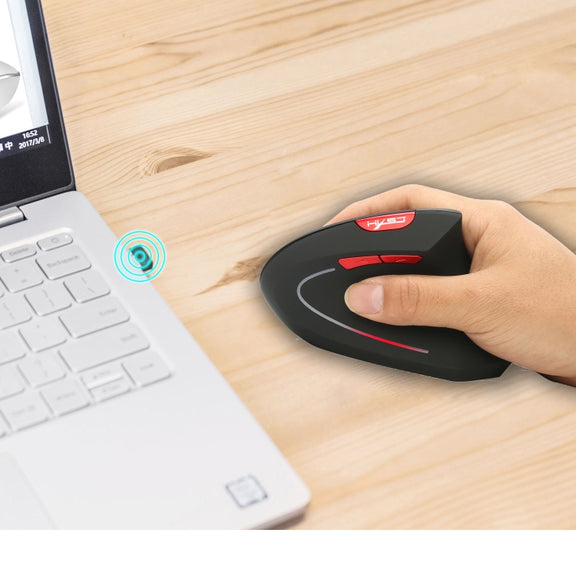 HXSJ T24 6 Buttons 2400 DPI 2.4G Wireless Vertical Ergonomic Mouse with USB Receiver(Black)