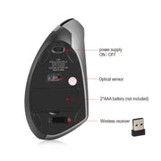 HXSJ T24 6 Buttons 2400 DPI 2.4G Wireless Vertical Ergonomic Mouse with USB Receiver(Grey)