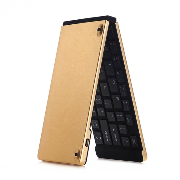 GK228 Ultra-thin Foldable Bluetooth V3.0 Keyboard, Built-in Holder, Support Android / iOS / Windows System (Gold)