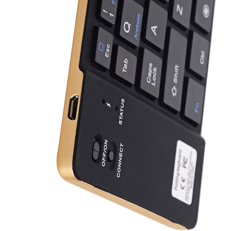 GK228 Ultra-thin Foldable Bluetooth V3.0 Keyboard, Built-in Holder, Support Android / iOS / Windows System (Gold)