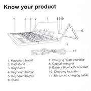 GK608 Ultra-thin Foldable Bluetooth V3.0 Keyboard, Built-in Holder, Support Android / iOS / Windows System (Black)