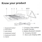 GK608 Ultra-thin Foldable Bluetooth V3.0 Keyboard, Built-in Holder, Support Android / iOS / Windows System(Gold)