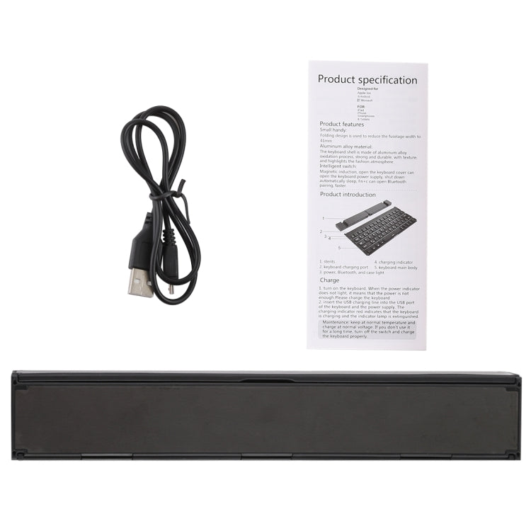 GK808 Ultra-thin Foldable Bluetooth V3.0 Keyboard, Built-in Holder, Support Android / iOS / Windows System(Black)
