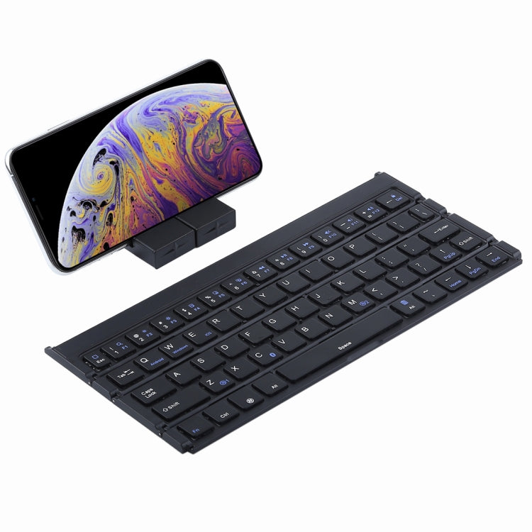 GK808 Ultra-thin Foldable Bluetooth V3.0 Keyboard, Built-in Holder, Support Android / iOS / Windows System(Black)