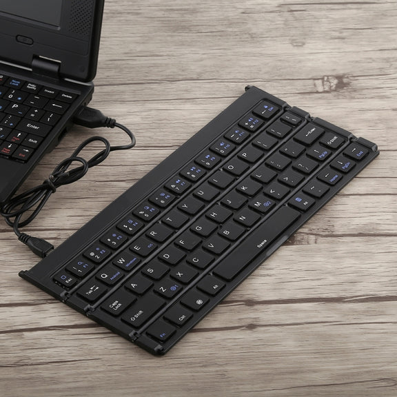 GK808 Ultra-thin Foldable Bluetooth V3.0 Keyboard, Built-in Holder, Support Android / iOS / Windows System(Black)