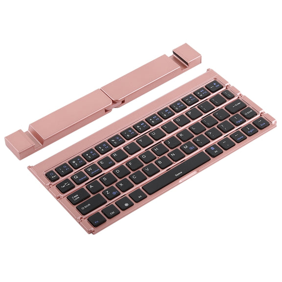 GK808 Ultra-thin Foldable Bluetooth V3.0 Keyboard, Built-in Holder, Support Android / iOS / Windows System(Rose Gold)