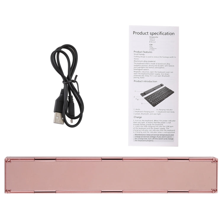 GK808 Ultra-thin Foldable Bluetooth V3.0 Keyboard, Built-in Holder, Support Android / iOS / Windows System(Rose Gold)