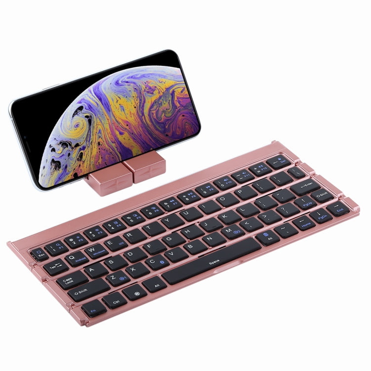 GK808 Ultra-thin Foldable Bluetooth V3.0 Keyboard, Built-in Holder, Support Android / iOS / Windows System(Rose Gold)