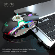 ZERODATE T30 2.4GHz 2400DPI Three-speed Adjustable RGB Backlight Wireless Optical Mouse(Grey)